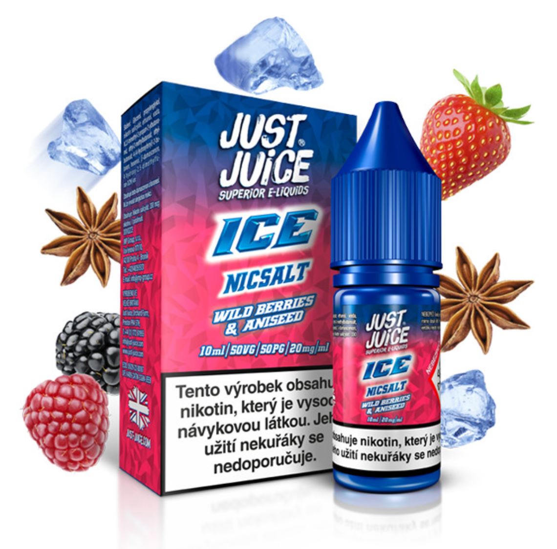 Just Juice Salt ICE Wild Berries & Aniseed (Ledové lesní ovoce s anýzem) 10 ml 20 mg